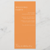 Élégant programme de mariage blanc floral orange (Dos)