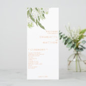 Élégant programme de mariage blanc floral orange (Debout devant)