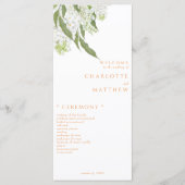 Élégant programme de mariage blanc floral orange (Devant)