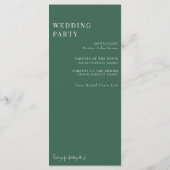 Élégant programme de mariage blanc floral vert et (Dos)