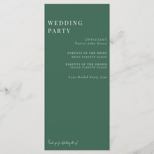 Élégant programme de mariage blanc floral vert et  (Dos)