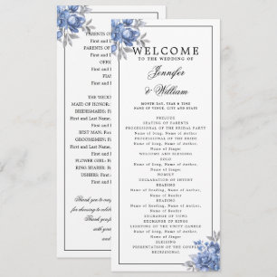 Élégant Programme de Mariage Bleu Poussiéreux Flor