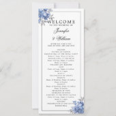 Élégant Programme de Mariage Bleu Poussiéreux Flor (Devant)