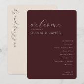 Élégant Programme de Mariage Bordeaux (Devant / Derrière)