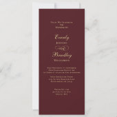 Élégant Programme de Mariage Bordeaux Fond Or (Devant)