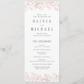 Élégant programme de mariage botanique en or rose (Devant)