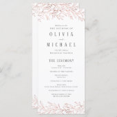 Élégant programme de mariage botanique en or rose (Devant / Derrière)