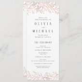 Élégant programme de mariage botanique en or rose (Devant / Derrière)