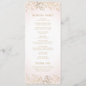 Élégant programme de mariage botanique en or roux (Dos)