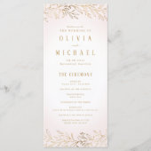 Élégant programme de mariage botanique en or roux (Devant)