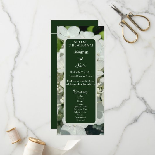 Élégant programme de mariage botanique vert de la (Devant/Arrière en situation)