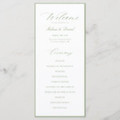 Élégant programme de mariage botanique vert sauge  (Devant)