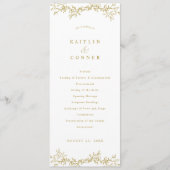 Élégant Programme de Mariage Botanique Vintage Or (Devant)