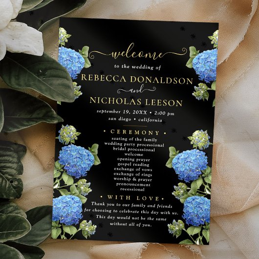 Élégant programme de mariage calligraphié Fleurs n