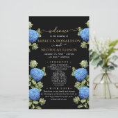 Élégant programme de mariage calligraphié Fleurs n (Debout devant)