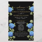 Élégant programme de mariage calligraphié Fleurs n (Devant)