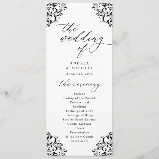 Élégant Programme de Mariage Classique Vintage Noi (Devant)