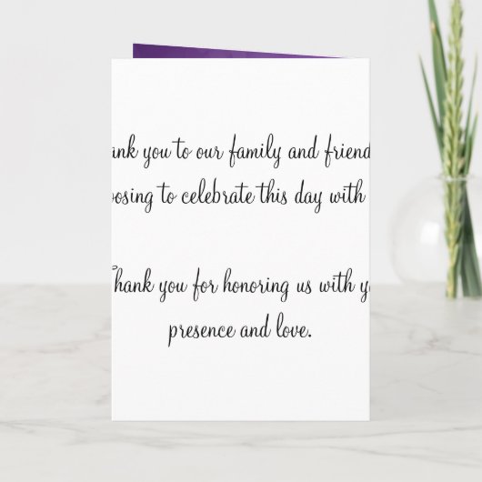 Élégant programme de mariage Coeurs modernes pourp (Dos)