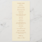 Élégant programme de mariage crème beige (Dos)