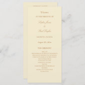 Élégant programme de mariage crème beige (Devant / Derrière)