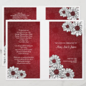 Élégant programme de mariage Dahlia Floral Rouge (Devant / Derrière)
