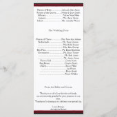 Élégant programme de mariage dans un cadre gothiqu (Dos)