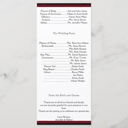 Élégant programme de mariage dans un cadre gothiqu (Dos)