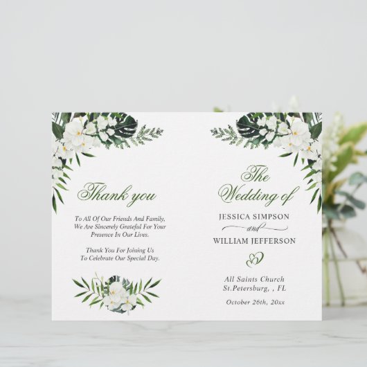 Élégant programme de mariage de Bohême Orchidées B (Debout devant)