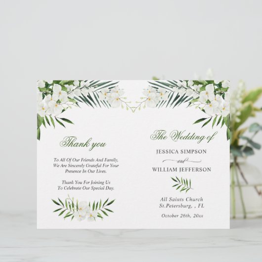 Élégant programme de mariage de Bohême Orchidées B (Debout devant)