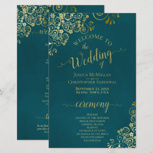 Élégant programme de mariage de budget sarcelle fo