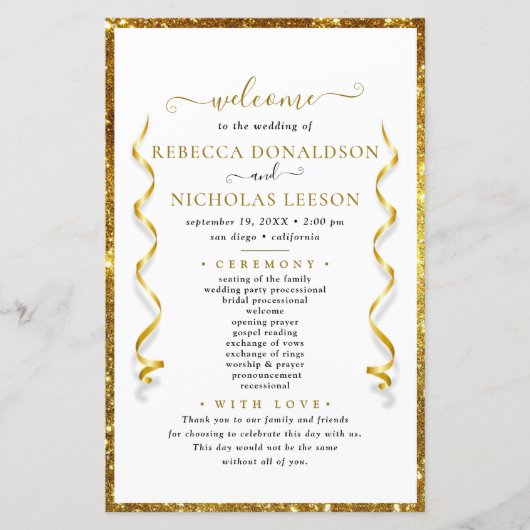 Élégant programme de mariage de calligraphie (Devant)