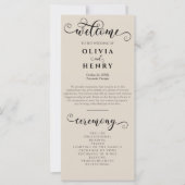 Élégant programme de mariage de calligraphie roman (Devant)