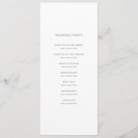 Élégant programme de mariage de coeur d'or rose (Dos)