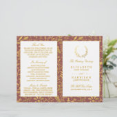 Élégant programme de mariage de germes floraux or (Debout devant)