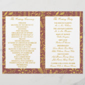 Élégant programme de mariage de germes floraux or (Dos)