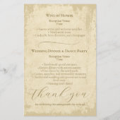 Élégant programme de mariage de Grunge Hors Blanc (Dos)