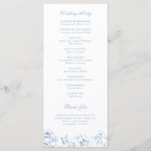 Élégant programme de mariage de jardin floral bleu (Dos)