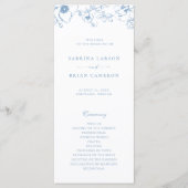 Élégant programme de mariage de jardin floral bleu (Devant)