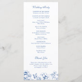Élégant programme de mariage de jardin floral bleu (Dos)