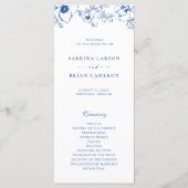 Élégant programme de mariage de jardin floral bleu (Devant)