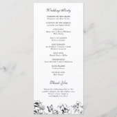 Élégant programme de mariage de jardin floral noir (Dos)