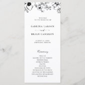 Élégant programme de mariage de jardin floral noir (Devant)