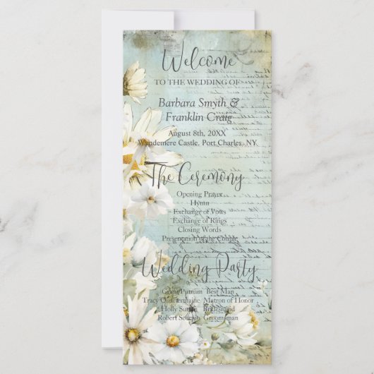 Élégant programme de mariage de marguerite blanche (Devant)