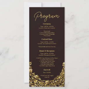 Élégant Programme de Mariage de Maron d'Or