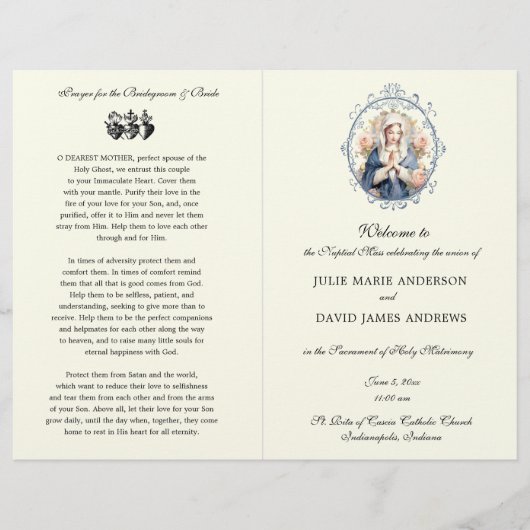 Élégant programme de mariage de masse latine catho (Devant)