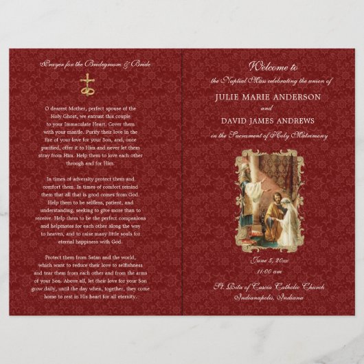 Élégant programme de mariage de masse latine catho (Devant)