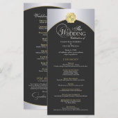 Élégant programme de mariage de Monogramme d'or en (Devant / Derrière)