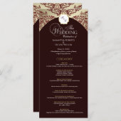 Élégant programme de mariage de monogramme rouge e (Devant / Derrière)