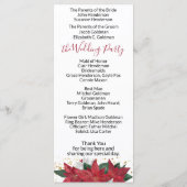 Élégant programme de mariage de Noël rouge Poinset (Dos)