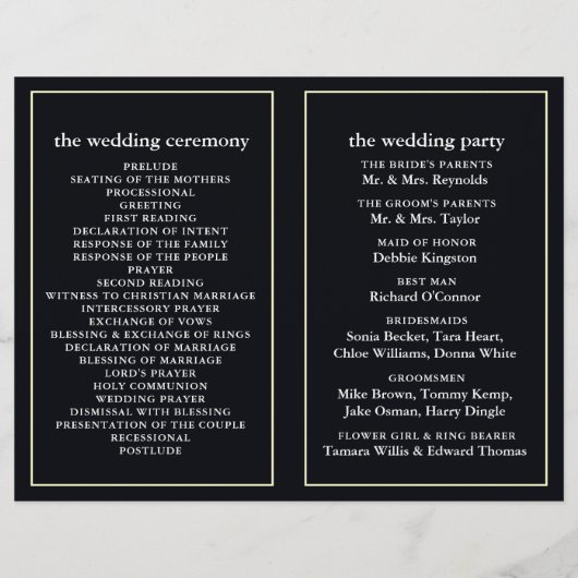 Élégant programme de mariage de plage sur la Lune (Dos)